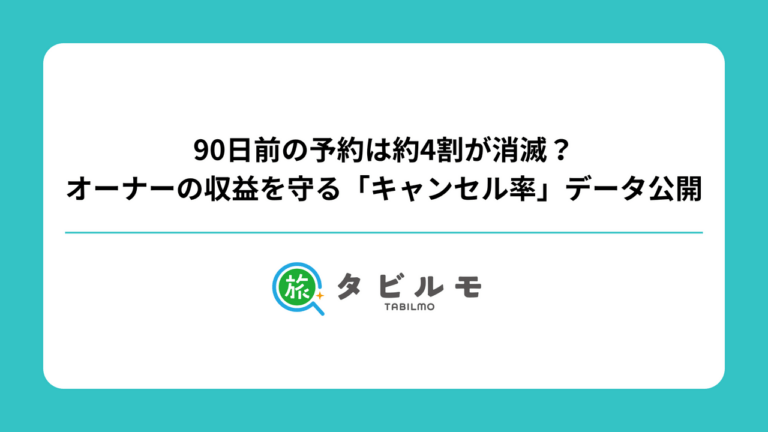 90日前の予約は約4割が消滅?オーナーの収益を守る「キャンセル率」データ